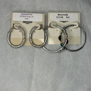Silver Hoop Earrings 2 pairs - Lia Sophia